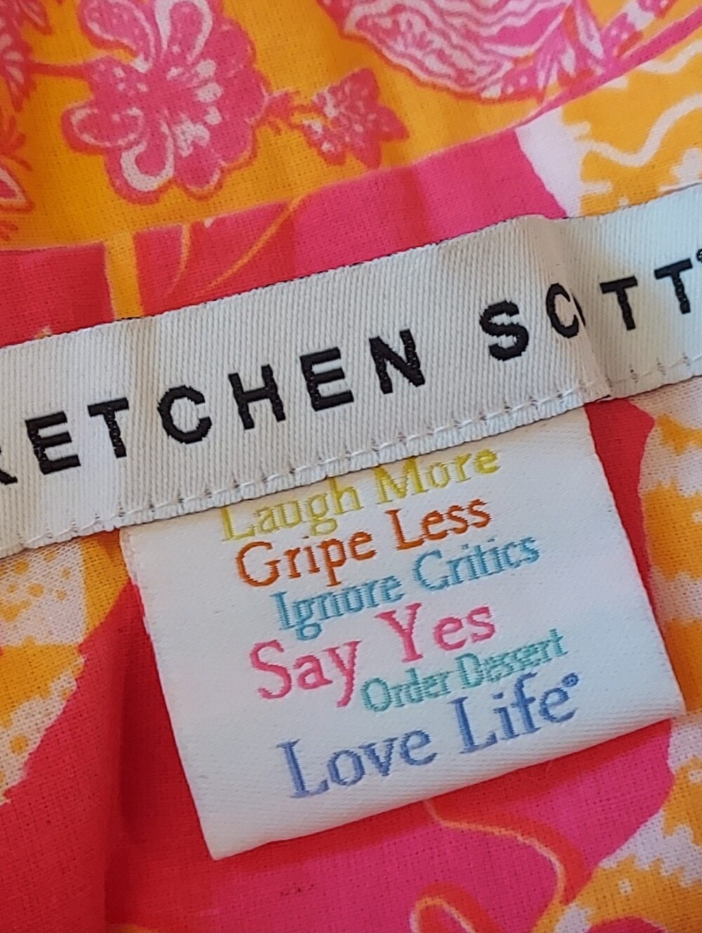 Gretchen Scott Tunic Blouse Top Size Small Orange Pink Resort Preppy - Picture 10 of 11